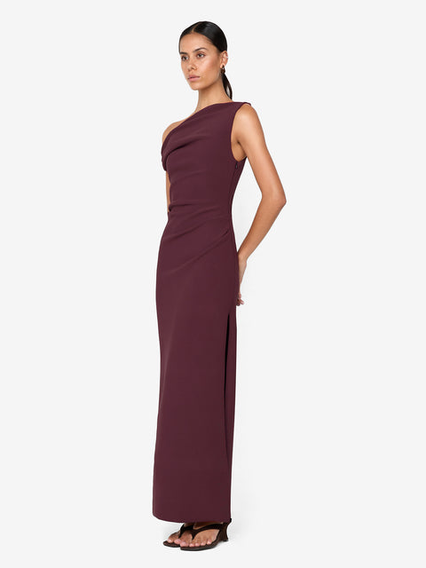 LEORA ASYM MAXI DRESS - PLUM