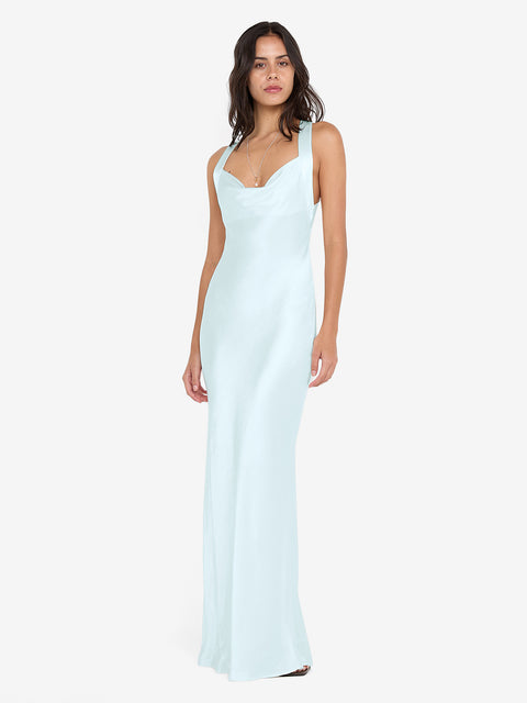 GIA HALTER MAXI DRESS - ARCTIC BLUE