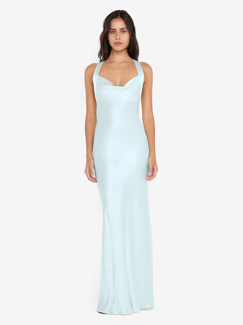 GIA HALTER MAXI DRESS - ARCTIC BLUE