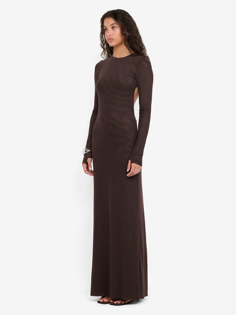 JUNIPER LONG SLEEVE MAXI DRESS - DARK CHOCOLATE
