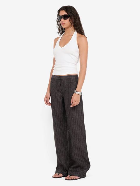 ZURI STRAIGHT LEG PANT - CHARCOAL STRIPE