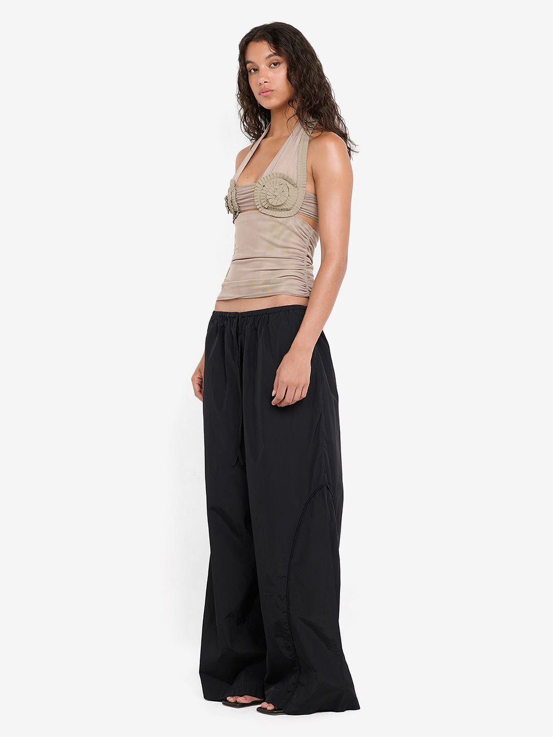 DANTE SPIRAL HALTER TOP - TAUPEE