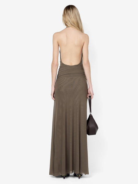 bec and bridge classic midi dress khaki BRENNA PINTUCK MAXI - Ripple Patterned Boho Sheath Size:M (Bust 89 cm) Blu Pepper Asym dress balanced by the fluid