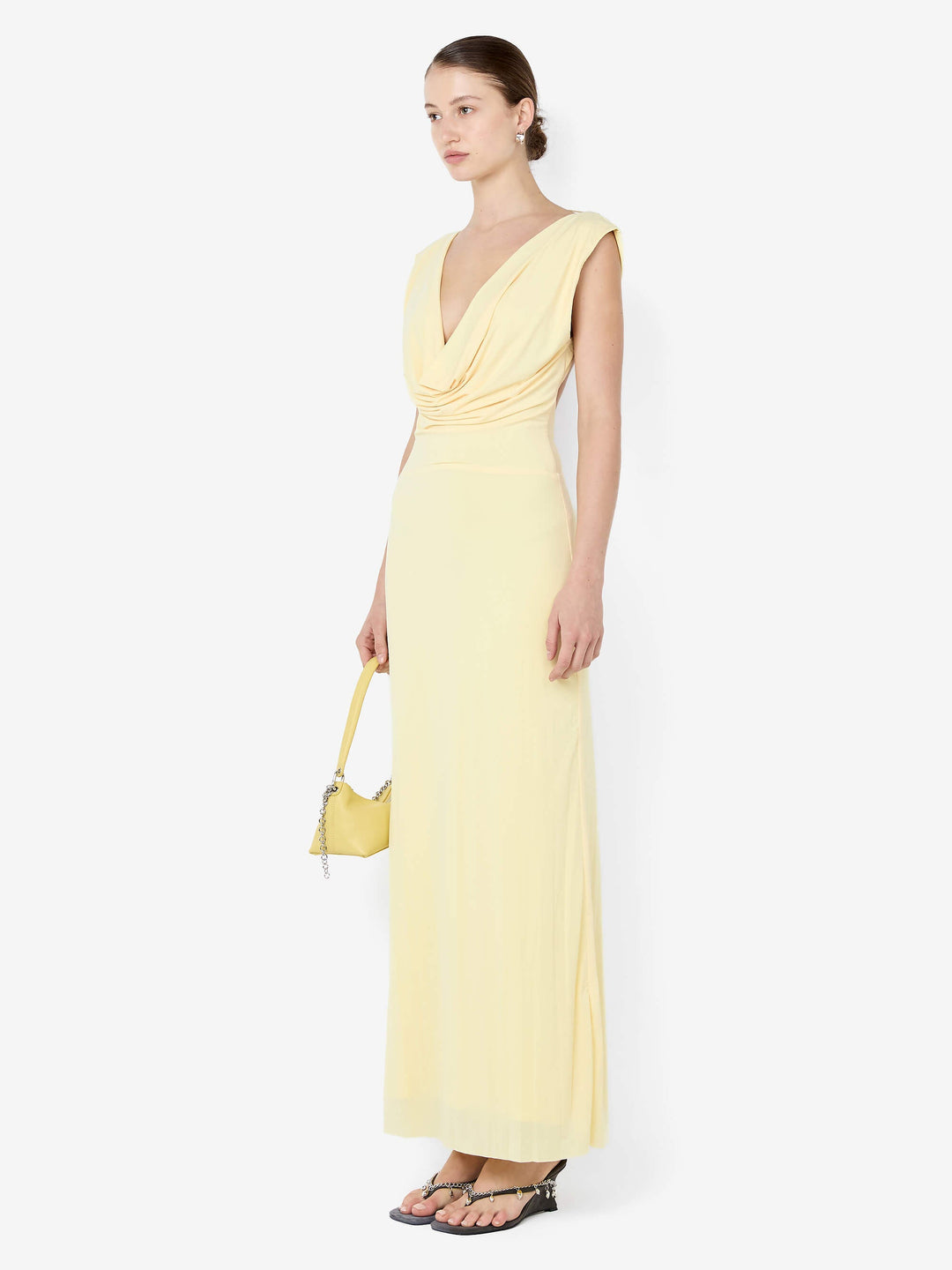 BRIGITTE COWL NECK MAXI DRESS - ICE YELLOW