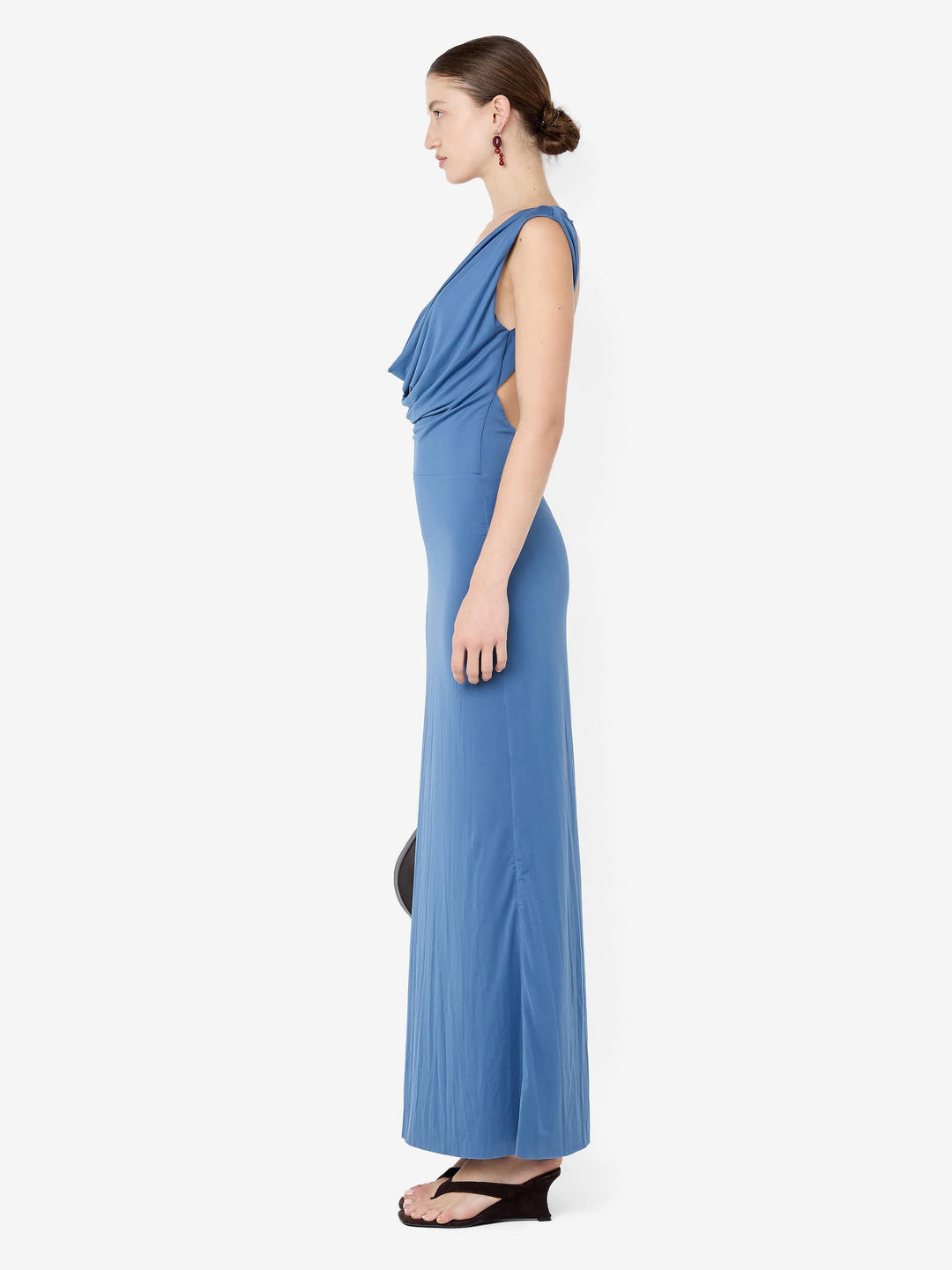 BRIGITTE COWL NECK MAXI DRESS - STEEL BLUE