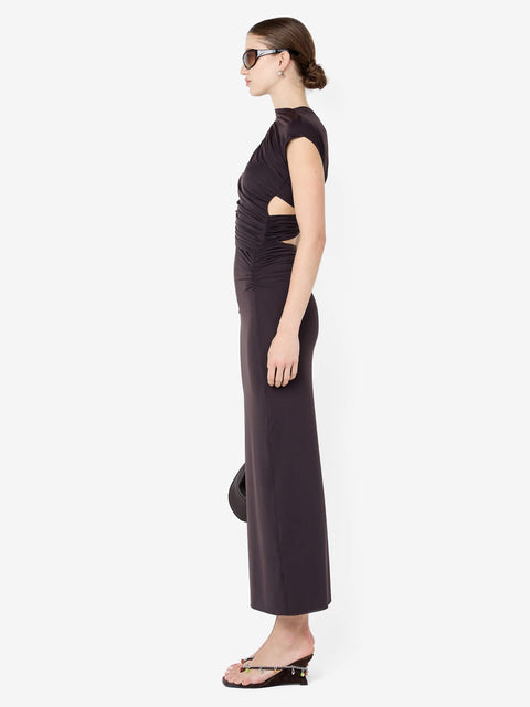 SOLENNE TWIST MAXI DRESS - DARK CHOCOLATE