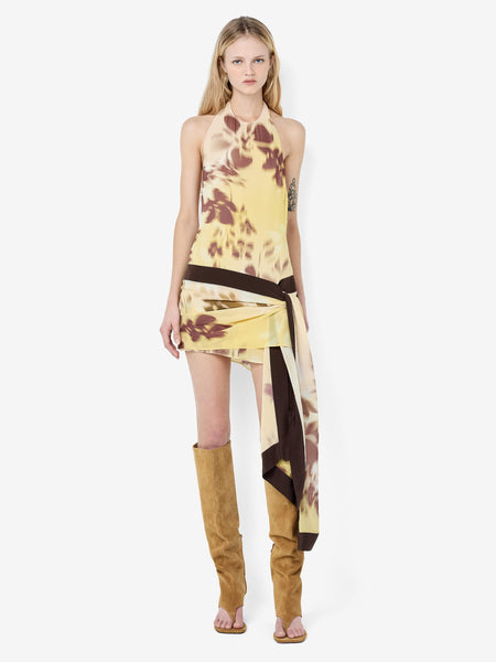 Bec + Bridge Blaise Halter Mini Dress in Yellow,Brown