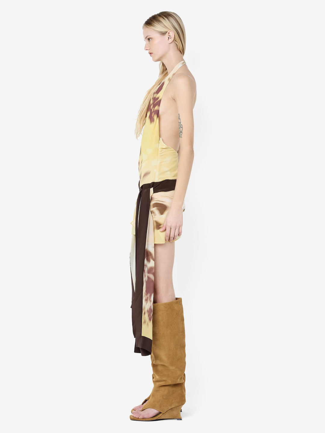 Bec + Bridge Blaise Halter Mini Dress in Yellow,Brown - size Aus 12/US 8 Bec + Bridge Blaise Halter Mini Dress in Yellow,Brown - size Aus 12/US 8