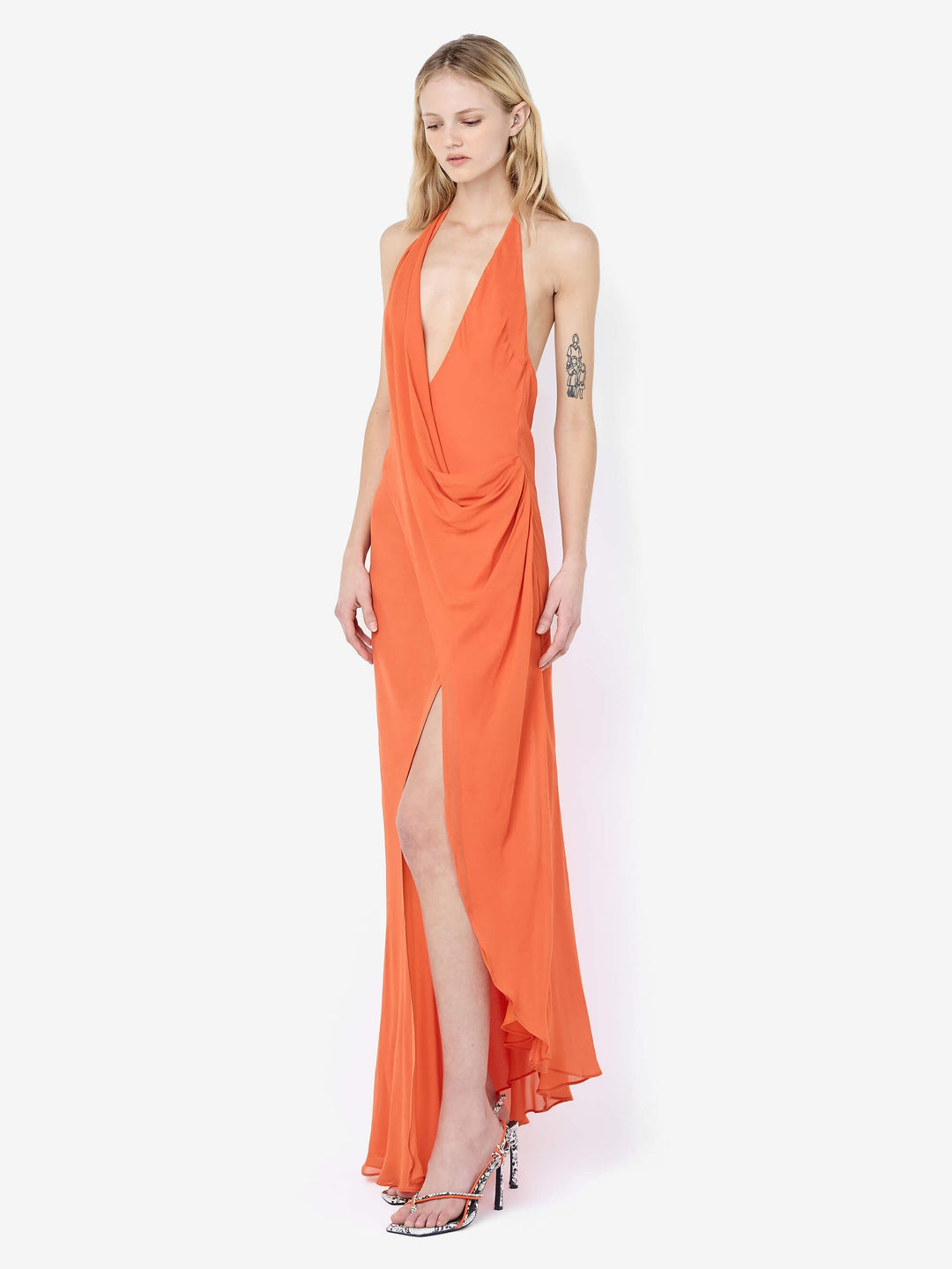 SABRINA DRAPE MAXI DRESS - PERSIMMON