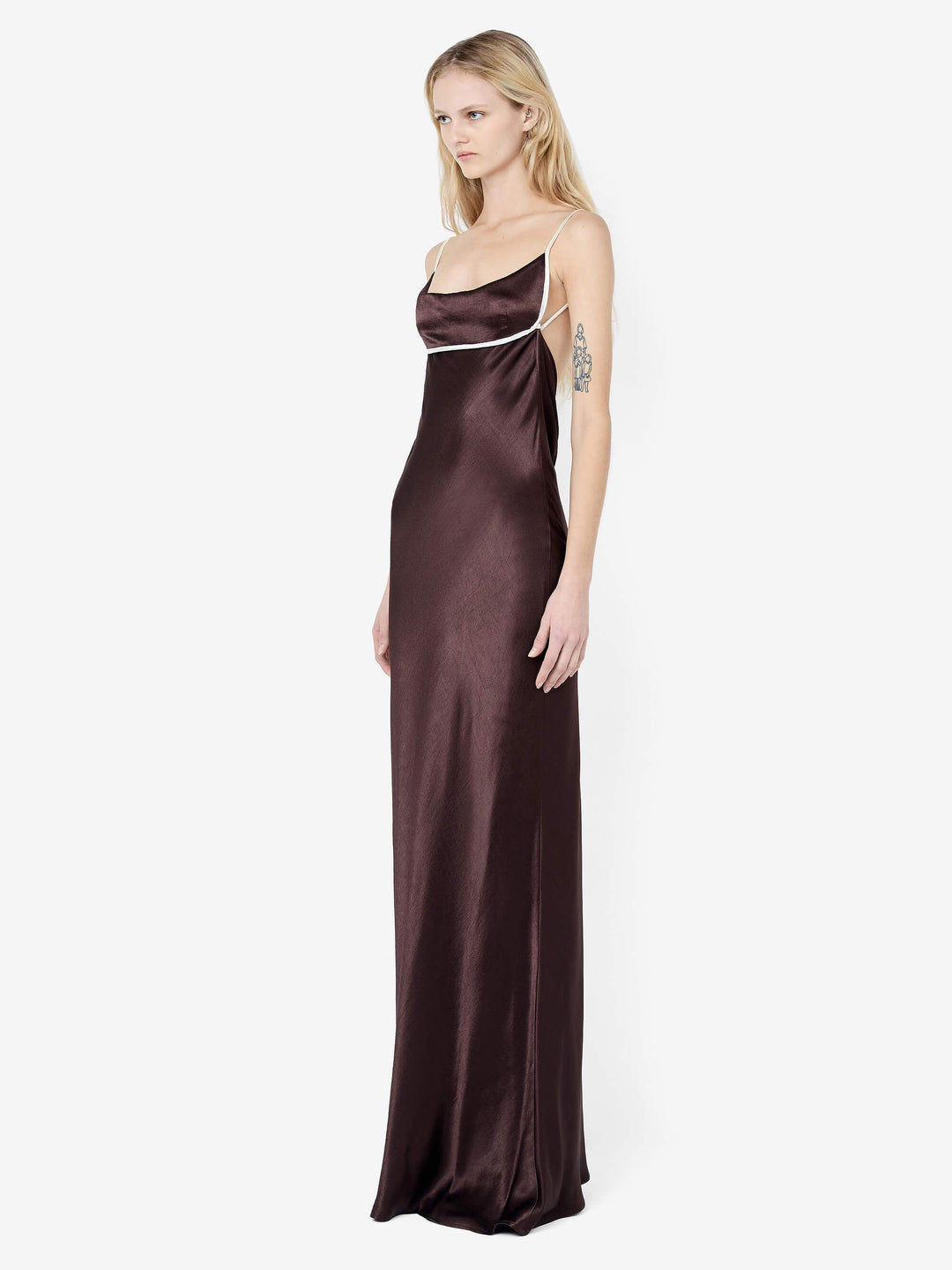 MARCY COWL NECK MAXI DRESS - DARK CHOC/SNOW