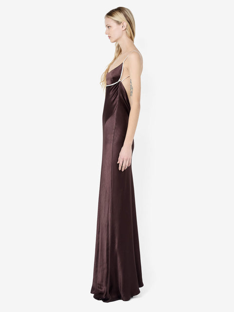 MARCY COWL NECK MAXI DRESS - DARK CHOC/SNOW
