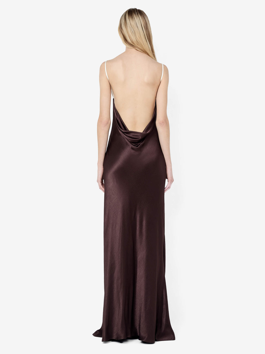 MARCY COWL NECK MAXI DRESS - DARK CHOC/SNOW