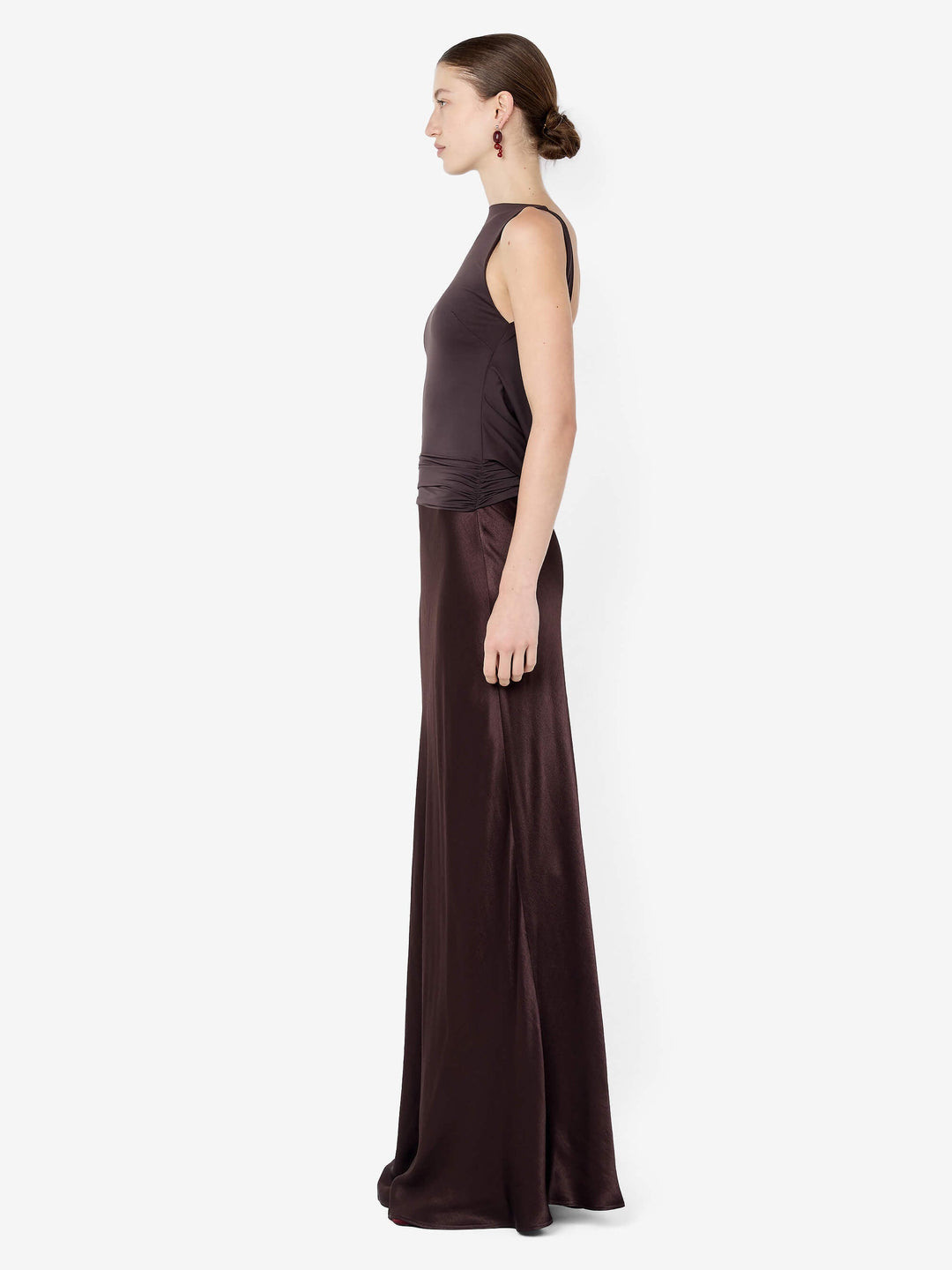 MIRABELLE COWL NECK MAXI DRESS - DARK CHOC/ESPRESSO