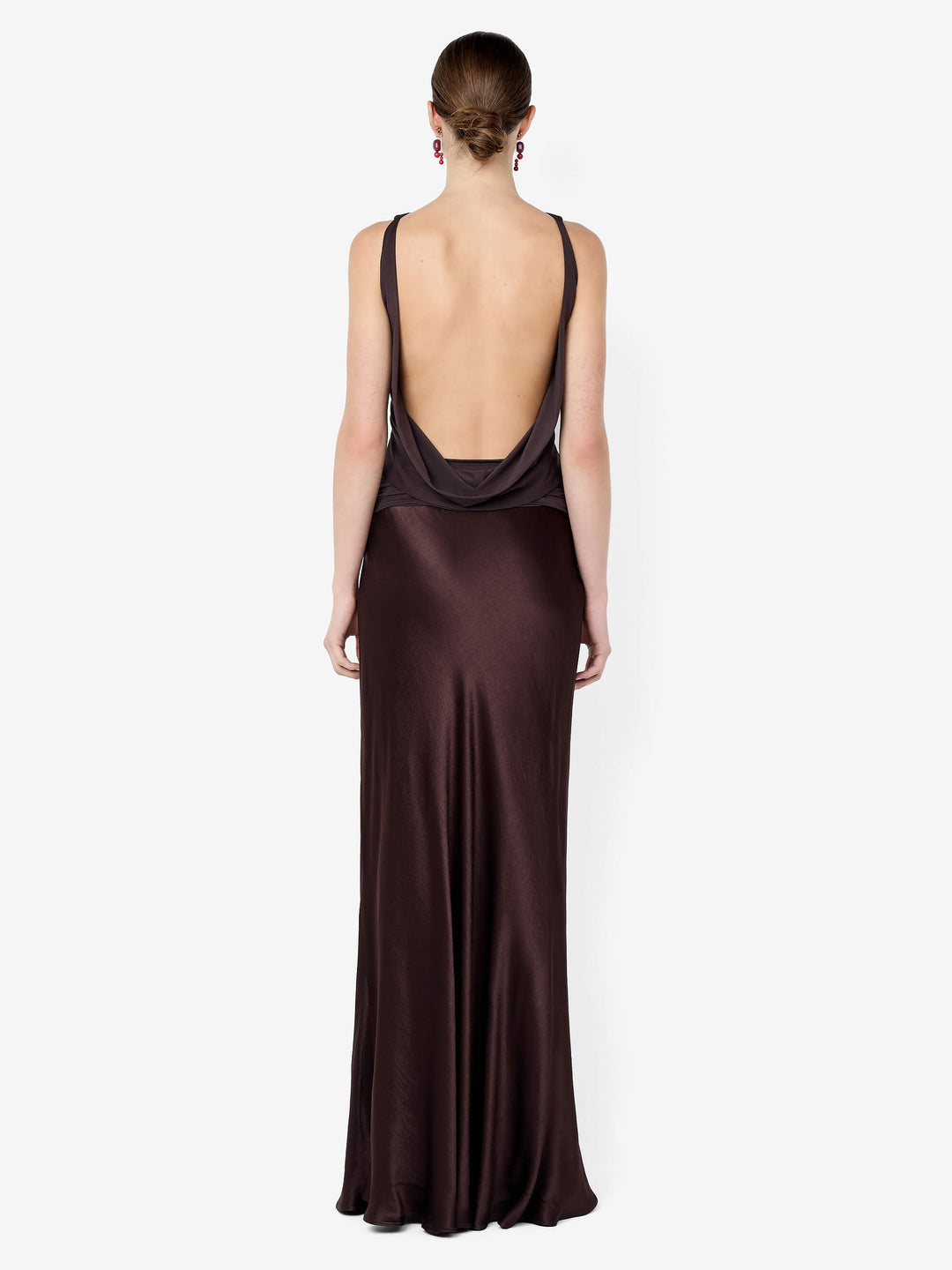 MIRABELLE COWL NECK MAXI DRESS - DARK CHOC/ESPRESSO