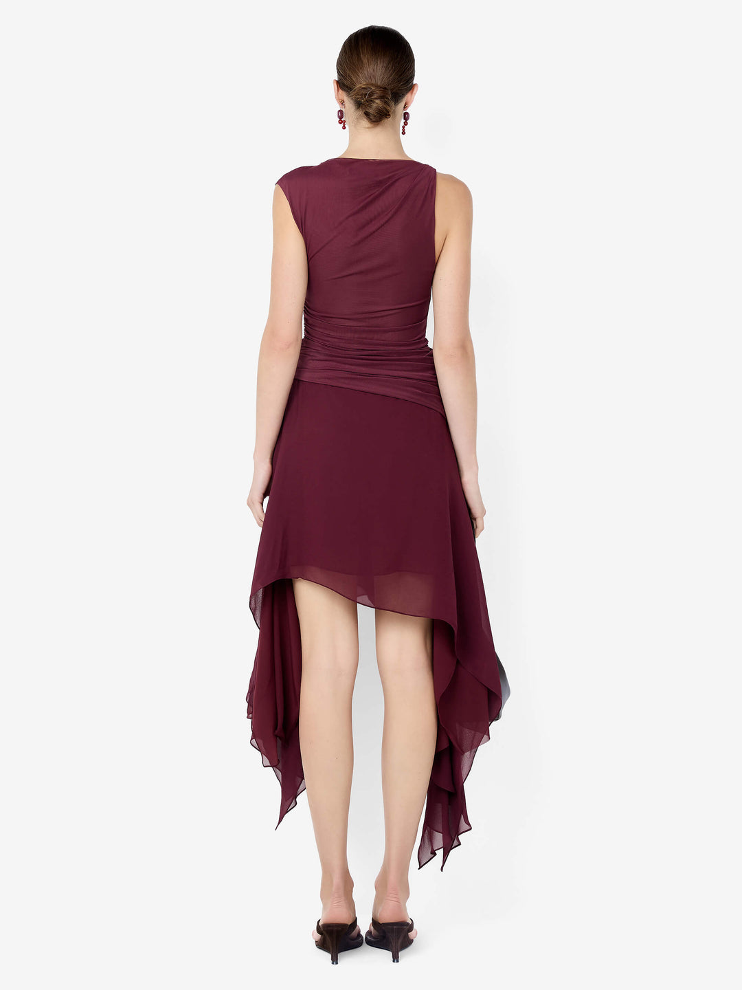 NICO ASYM MIDI DRESS - BLACKBERRY