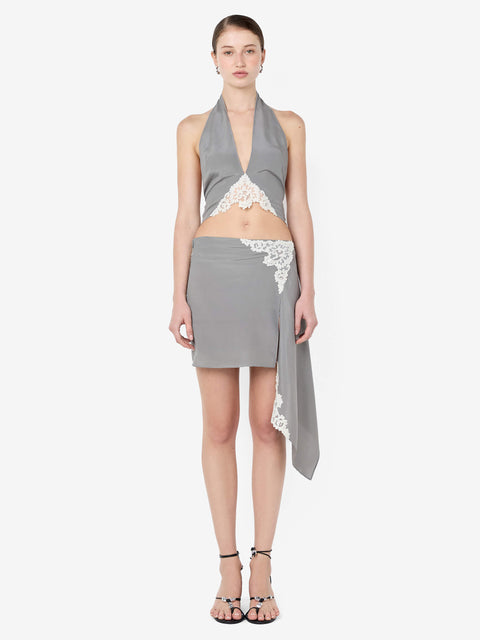 CHATEAU HALTER TOP - SLATE GREY/IVORY