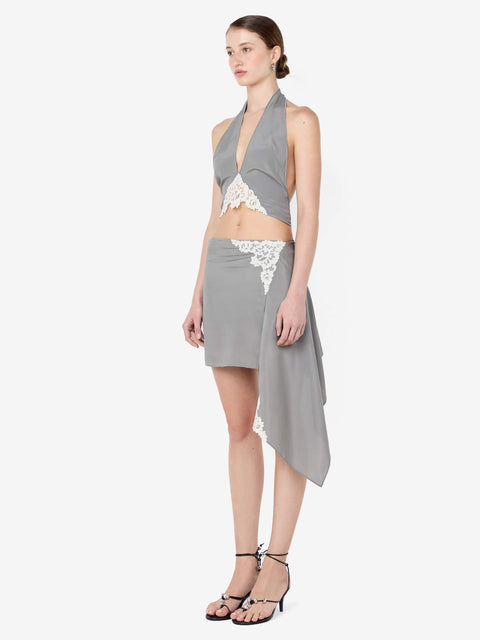 CHATEAU HALTER TOP - SLATE GREY/IVORY