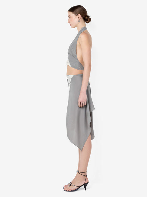 CHATEAU HALTER TOP - SLATE GREY/IVORY