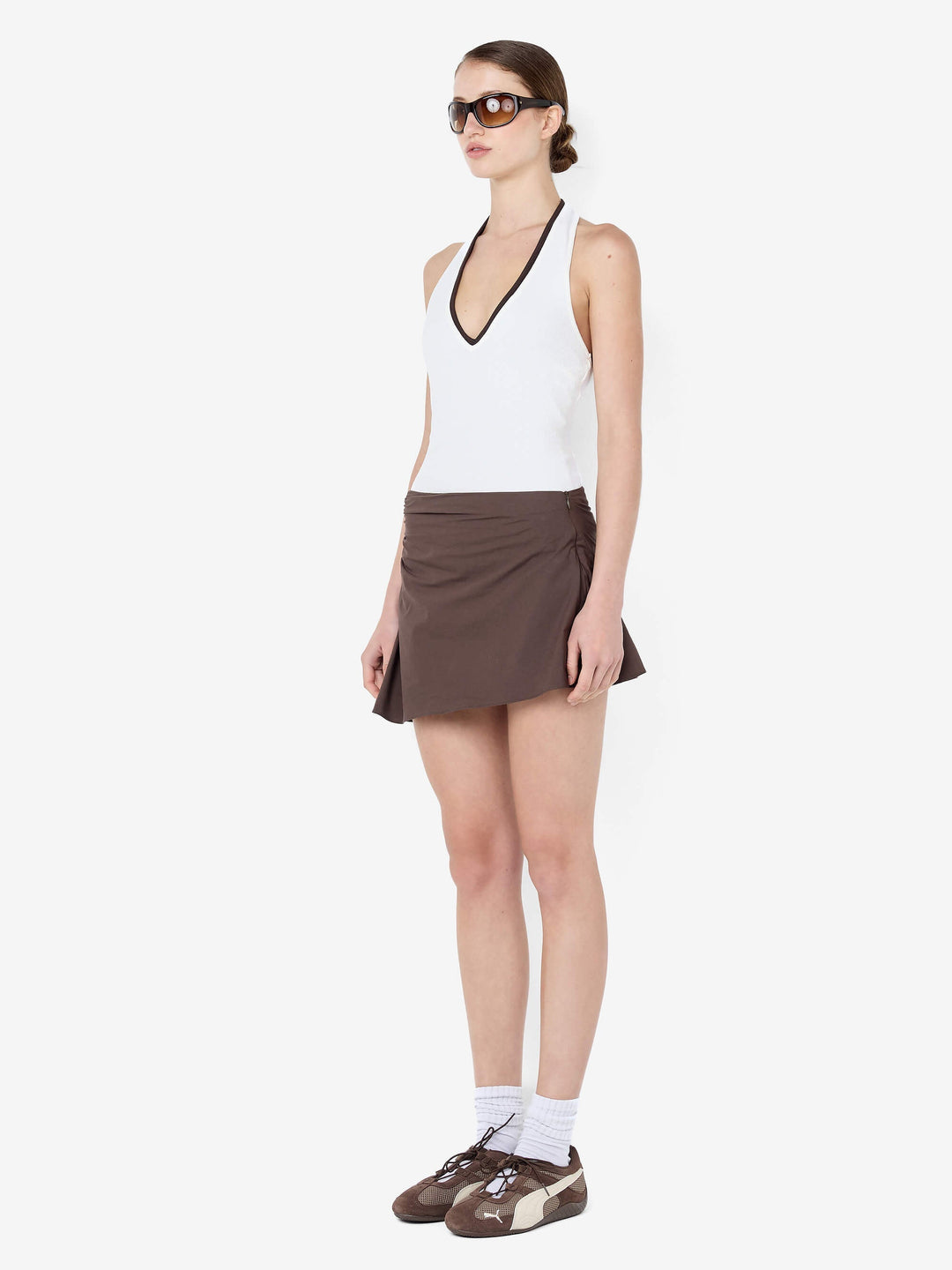 MARCELINE MINI SKIRT - DARK CHOCOLATE