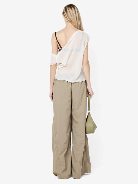 ELOISE LAYERED COWL TOP - SNOW/SLATE GREY