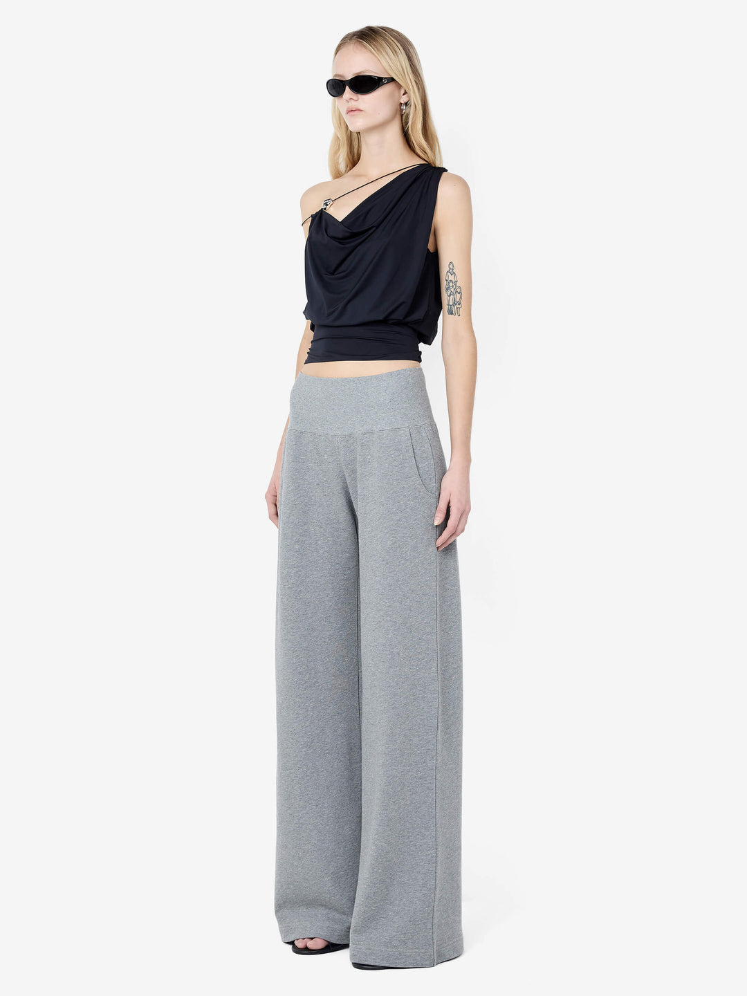 BRIGITTE COWL ASYM TOP - BLACK