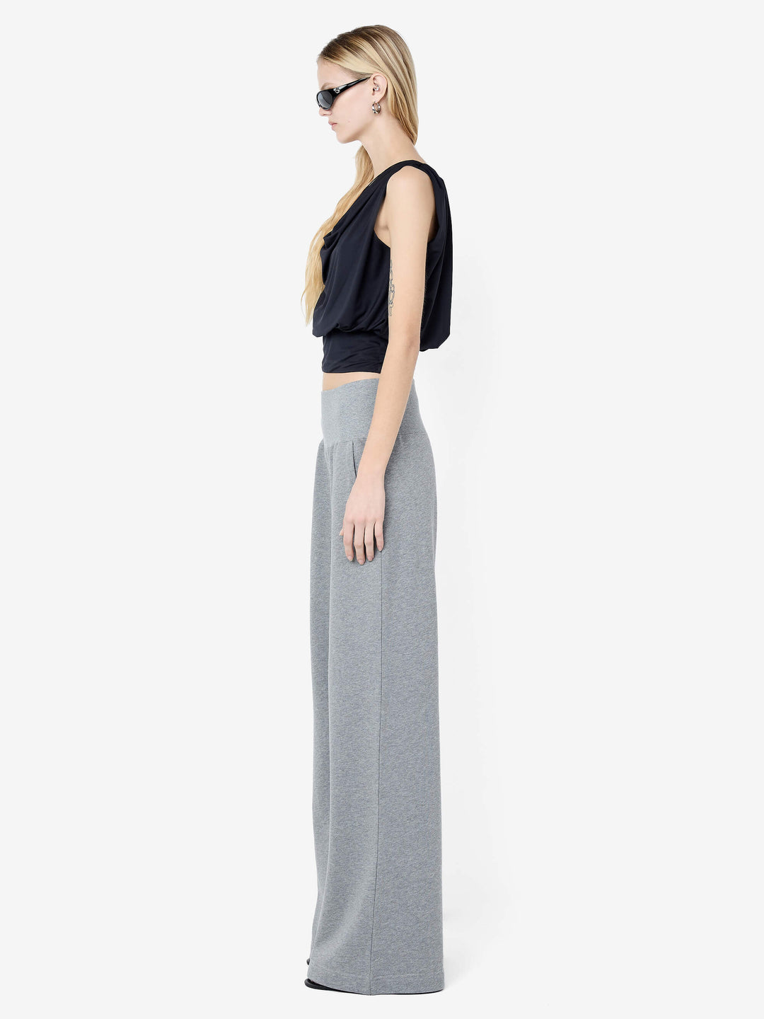 BRIGITTE COWL ASYM TOP - BLACK