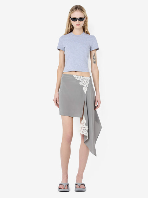 CHATEAU ASYM MINI SKIRT - SLATE GREY/IVORY