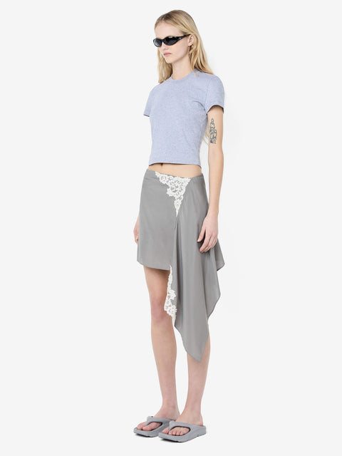 CHATEAU ASYM MINI SKIRT - SLATE GREY/IVORY