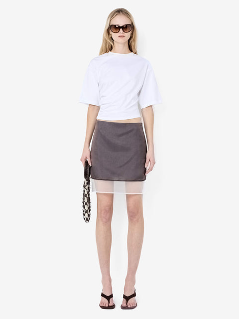 ELOISE LAYERED SKIRT - DARK CHOC/WHITE