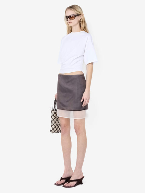 ELOISE LAYERED SKIRT - DARK CHOC/WHITE