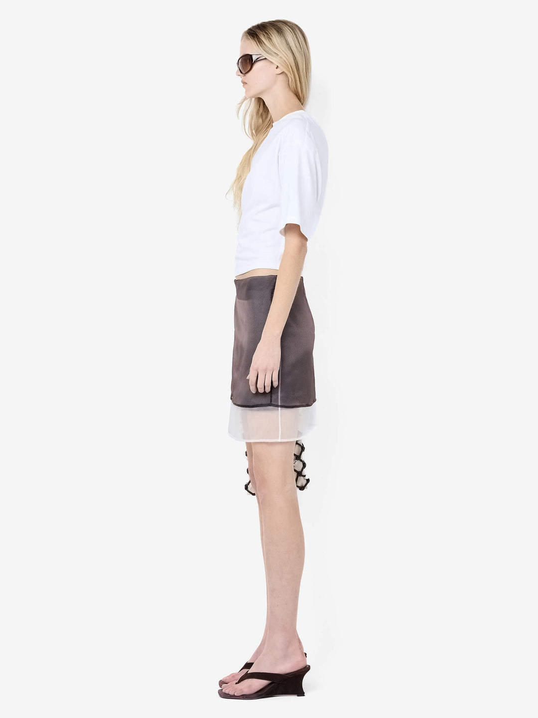 ELOISE LAYERED SKIRT - DARK CHOC/WHITE