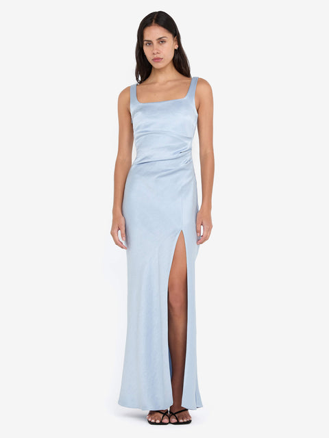 THE DREAMER SQUARE NECK DRESS - DUSTY BLUE