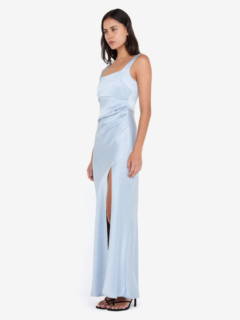 THE DREAMER SQUARE NECK DRESS - DUSTY BLUE