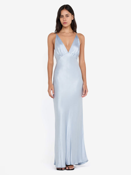 bec and bridge light blue dress Moon Dance V Maxi Dress in Dusty Blue