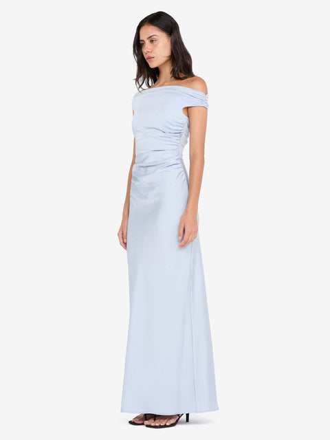 ETERNITY OFF SHOULDER MAXI - DUSTY BLUE