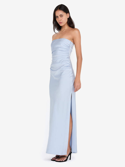 ETERNITY STRAPLESS MAXI DRESS - DUSTY BLUE