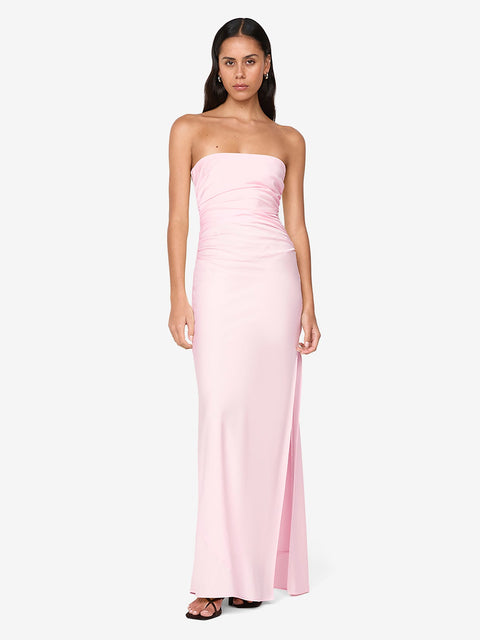 blush strapless bridesmaid dresses Azazie Lucienne