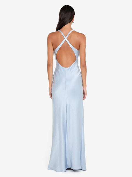 bec and bridge sky blue dress The Dreamer V Neck in Dusty Black and Pink Satin Size:EXTRA-SMALL WFFS The look is the