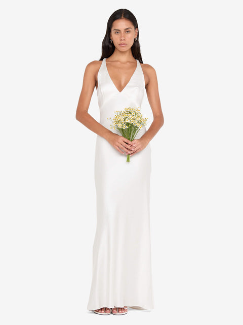 THE DREAMER V NECK DRESS - IVORY