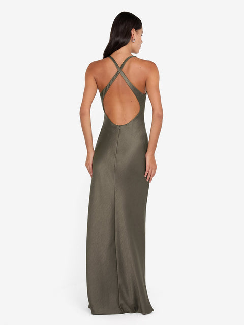 THE DREAMER V NECK DRESS - DK WILLOW