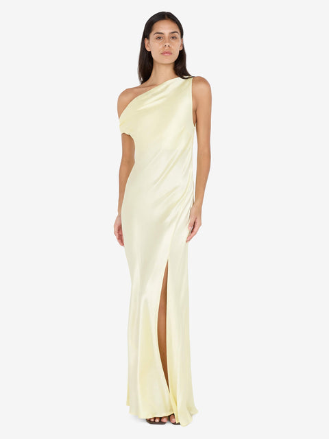 SOL ASYM DRESS - ICE YELLOW