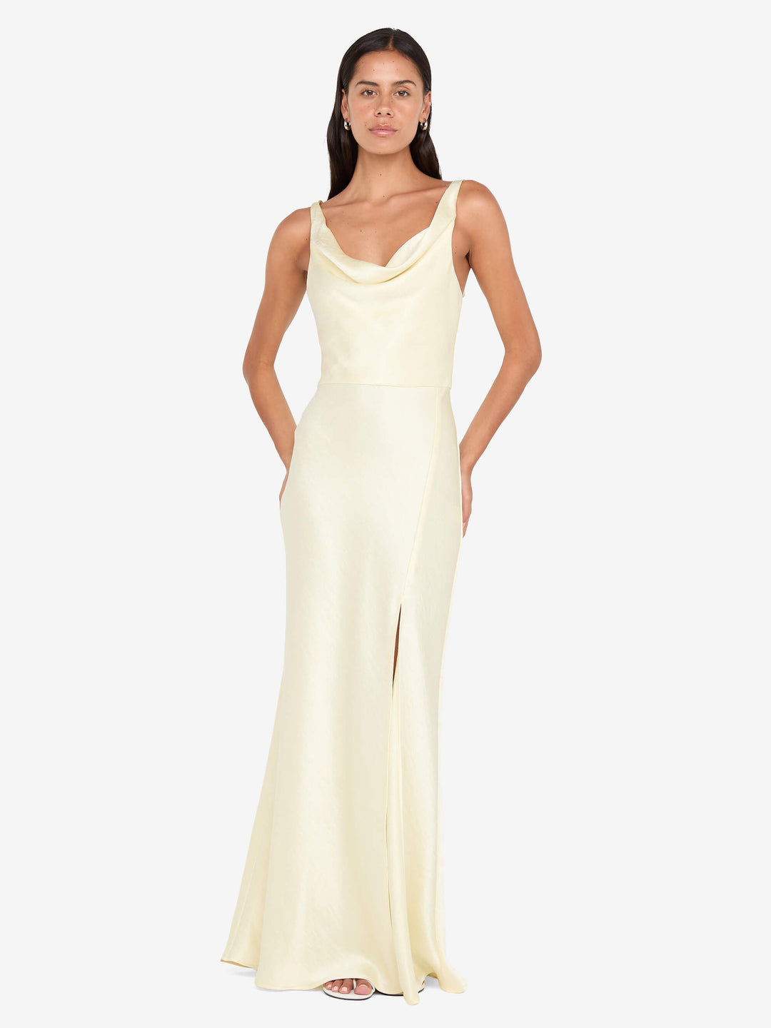 Austen Cowl Neck Maxi Dress in Ice Yellow