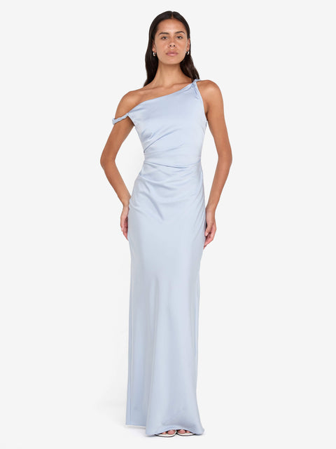 LUNETTA TWIST STRAP DRESS - DUSTY BLUE