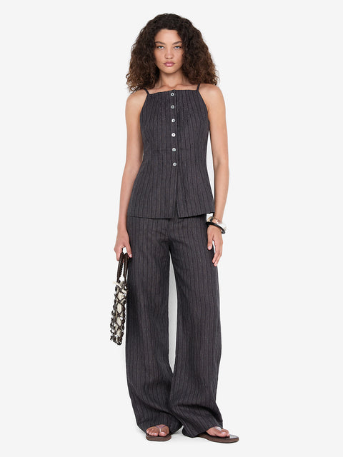 ZURI TOP - CHARCOAL STRIPE