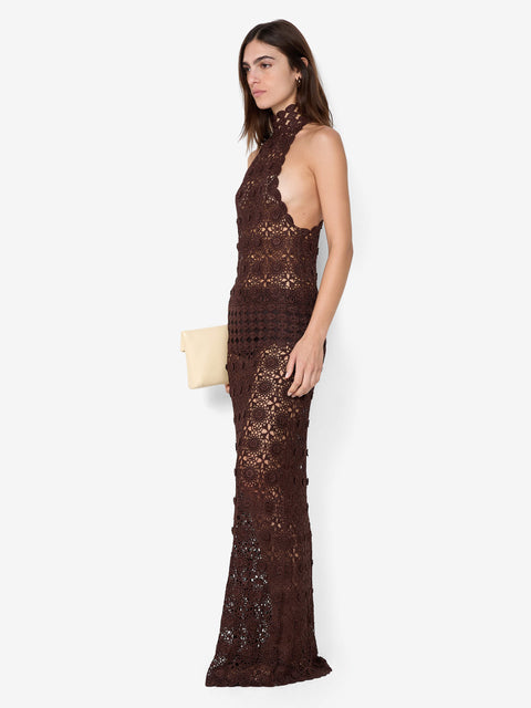 ANIA HALTER MAXI DRESS - DARK CHOCOLATE