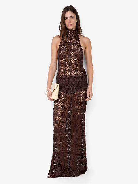 ANIA HALTER MAXI DRESS - DARK CHOCOLATE