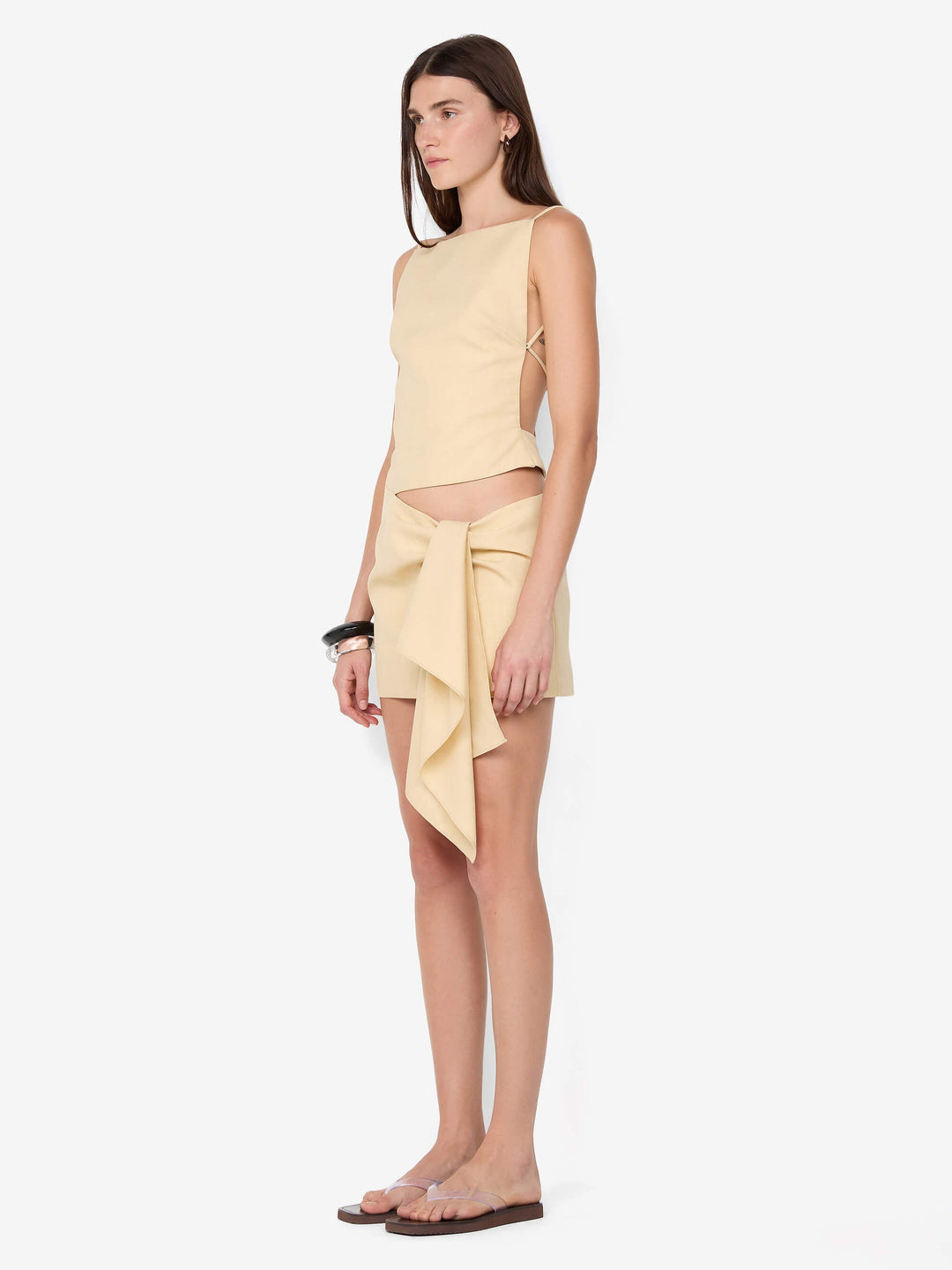 VARA DRAPE MINI DRESS - SANDSTONE