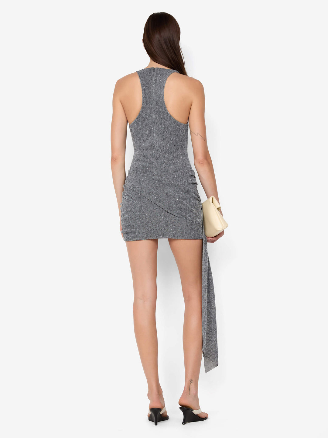 ASTRA DRAPE MINI DRESS - CHROME