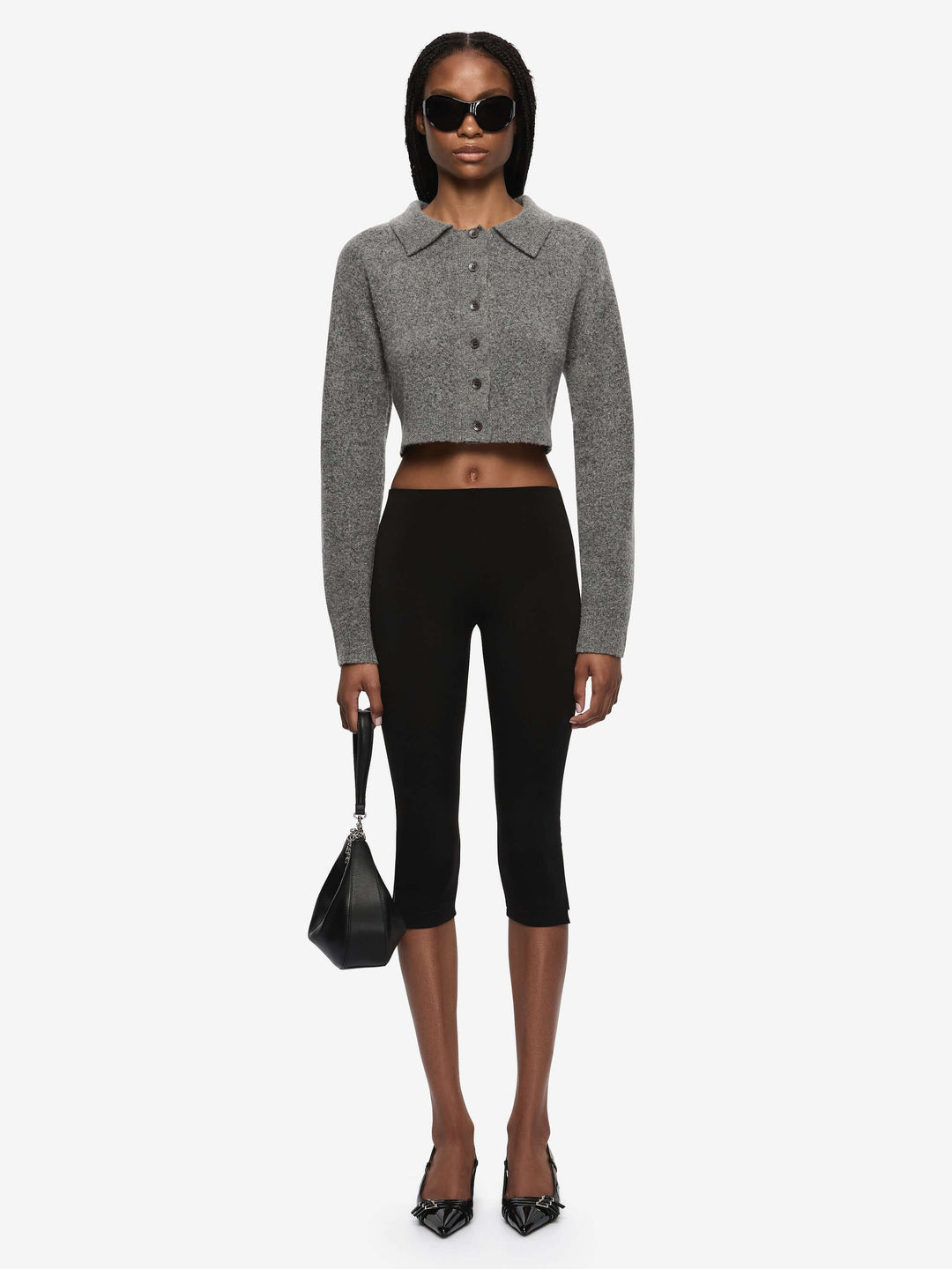 ADA CROPPED CARDI - CHARCOAL