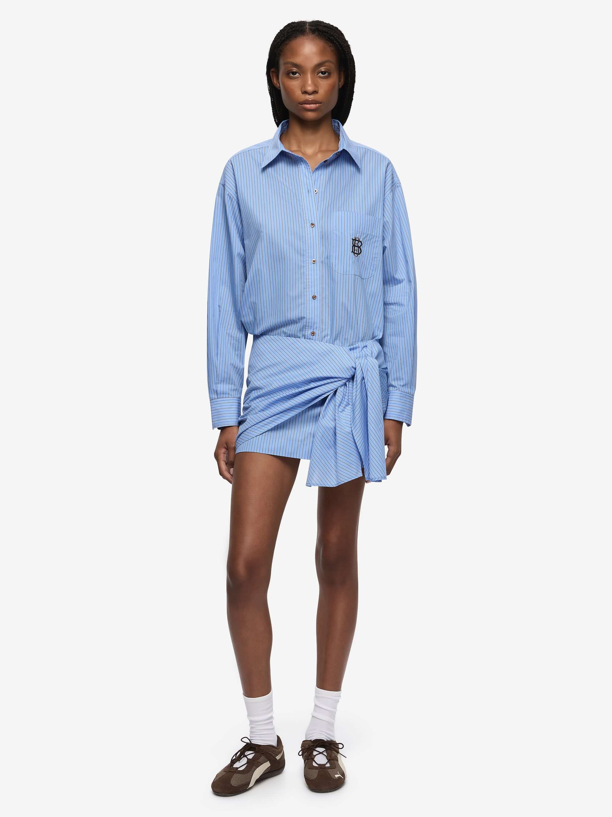LINUS MINI SKIRT - CHAMBRAY BLUE STRIPE – BEC + BRIDGE US